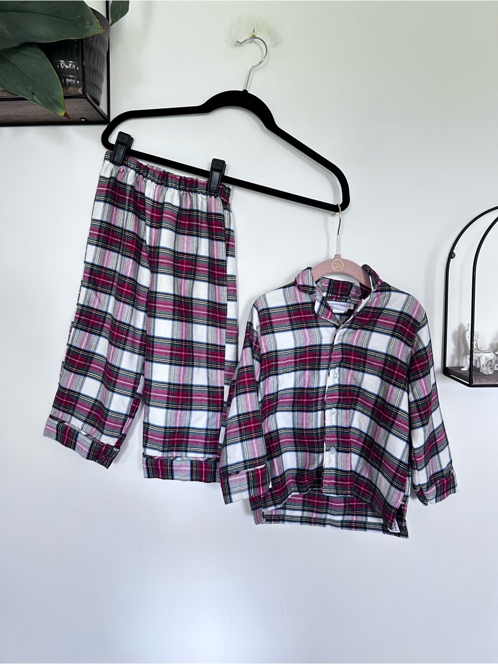 Pottery Barn Kids Plaid Long Sleeve Button Up & Pants Panama Set Size 3T